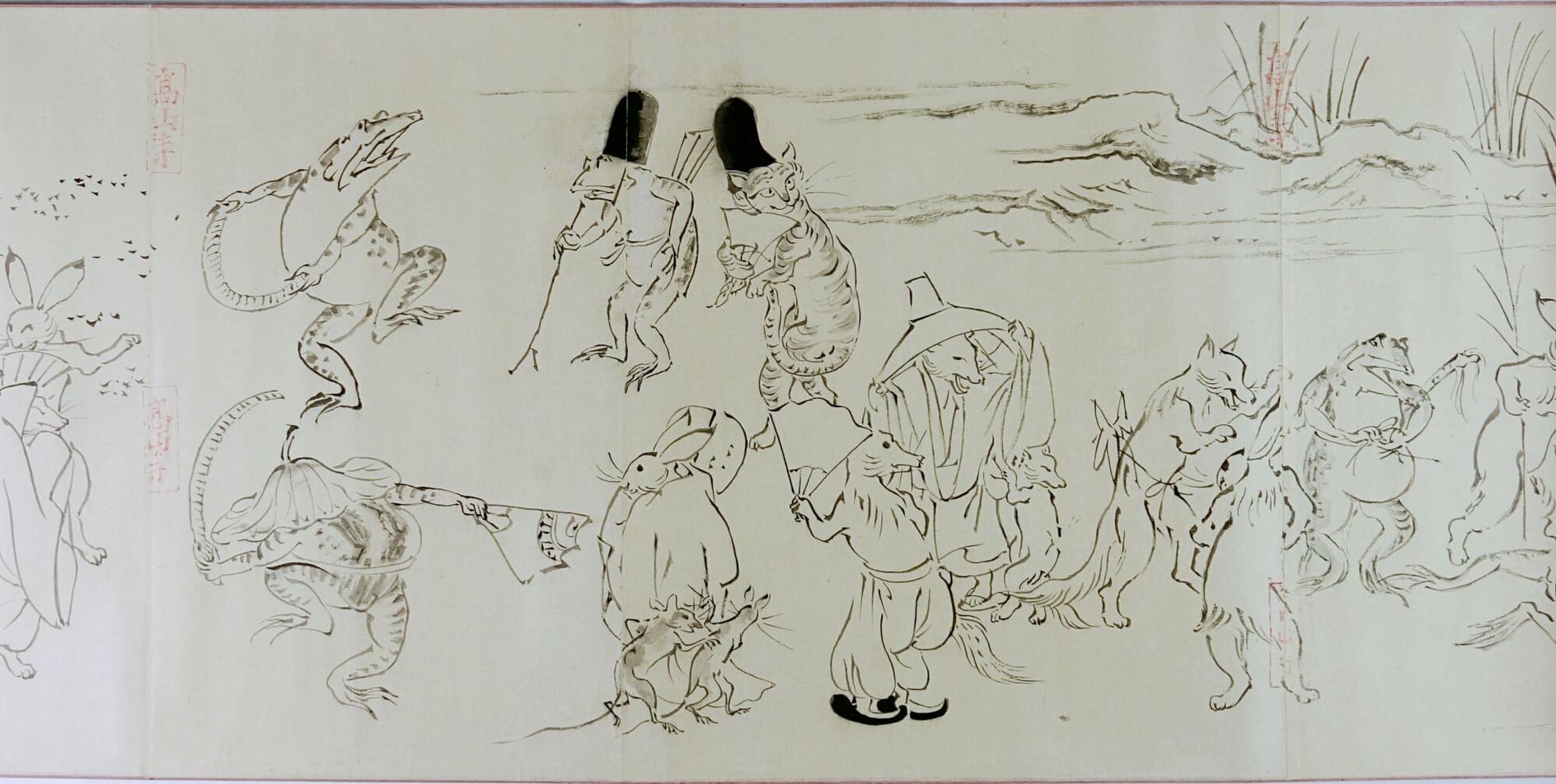 日本の絵巻に描かれた歴史的な人物風景
