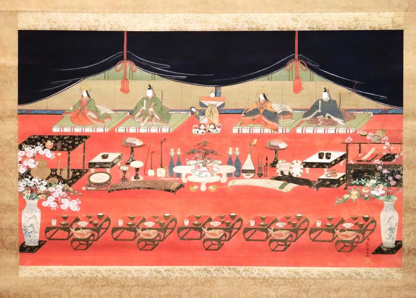 日本の絵巻に描かれた伝統的な饗宴