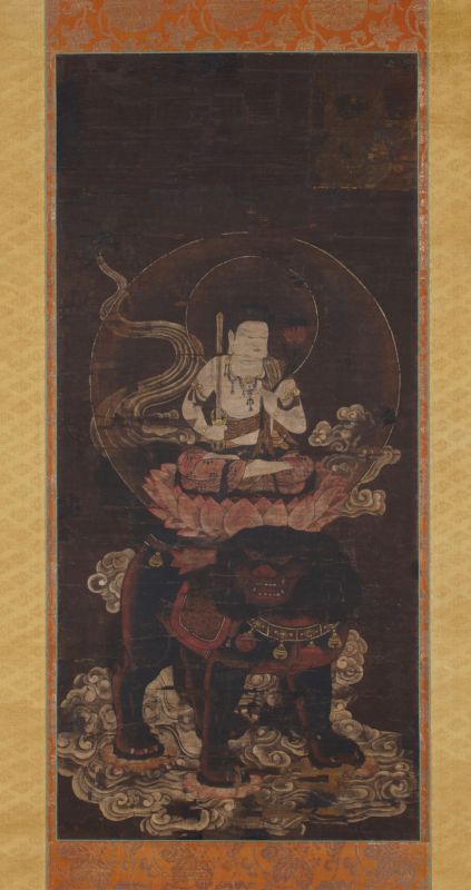 Statue of Manjushri Bodhisattva<br>
Muromachi Period（14th century）<br>
Takeda Eisen (chief of the Rinzai sect Kenninji sect) box book